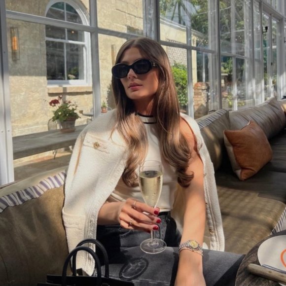 NEW Gold Button Tweed Textured Knit Sweater Cardigan Jacket - Cream Ivory - Picture 9 of 14